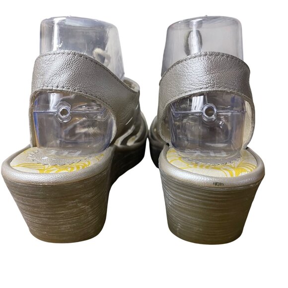 Fly London Yapi Leather Lace Up Wedge Sandals Silver Sz 40 (EU) - Picture 6 of 11